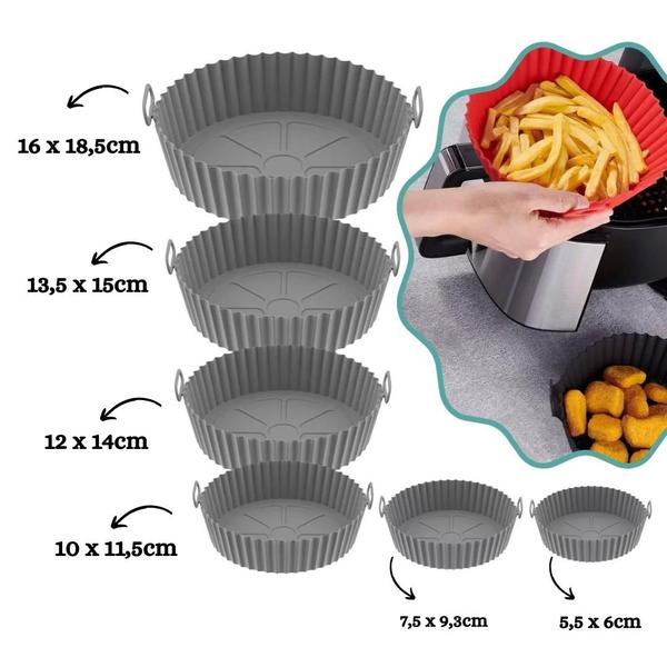 Imagem de Kit 6 Formas  Antiaderente  Reutilizáveis de Silicone Para Cozimento AirFryer - CLINK