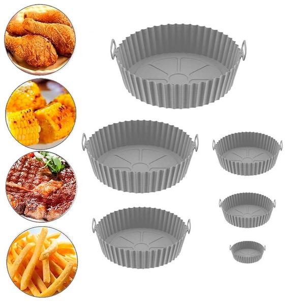 Imagem de Kit 6 Formas Cestas Antiaderente Air Fryer Forno Silicone