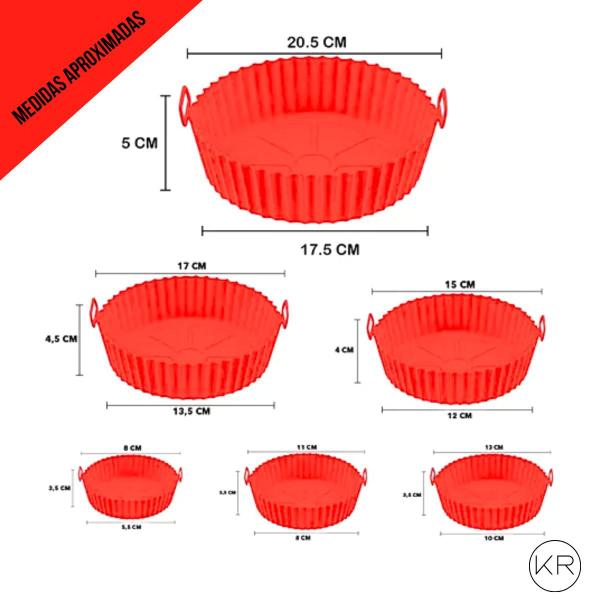 Imagem de Kit 6 Formas cores sortidas Airfryer Antiaderente Silicone