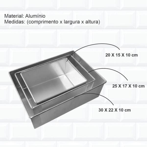 Imagem de Kit 6 Formas De Bolo - 3 Retangular 3 Quadrada Alta