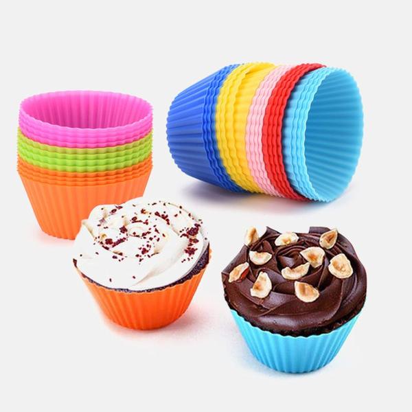 Imagem de Kit 6 Formas De Silicone Cupcake Bolo Muffin Air Fryer Pudim, Doces, Formatos Variados