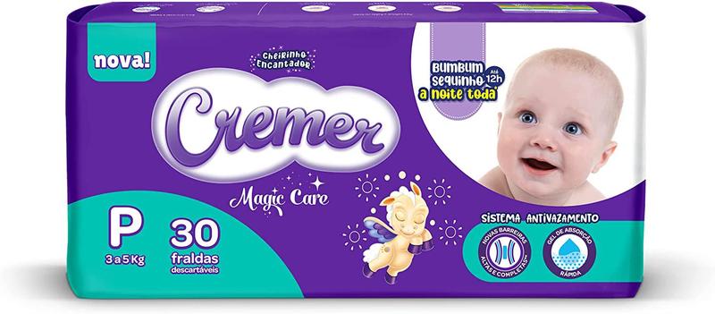 Imagem de Kit 6 Fraldas Descartável Cremer Magic Care Jumbo P com 180 unidades  BARATO ATACADO REVENDA