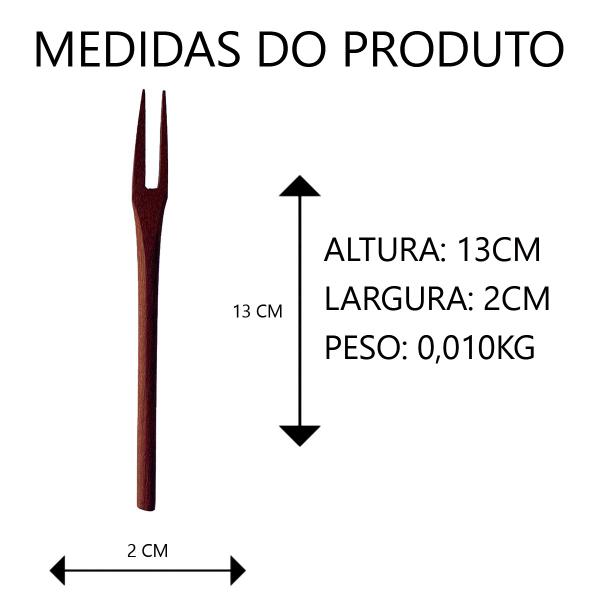 Imagem de Kit 6 Garfo para petisco 13cm de pau madeira maciça frios