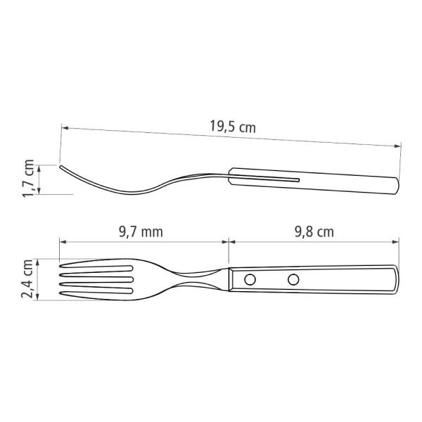 Imagem de Kit 6 Garfos de Mesa Tramontina Polywood Inox Cabo Castanho