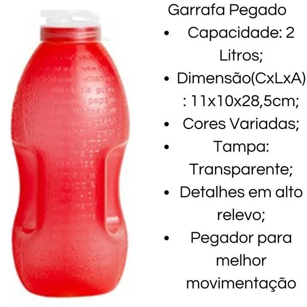 Imagem de Kit 6 Garrafa de Agua Para Geladeira 2L Com Pegador Várias Cores