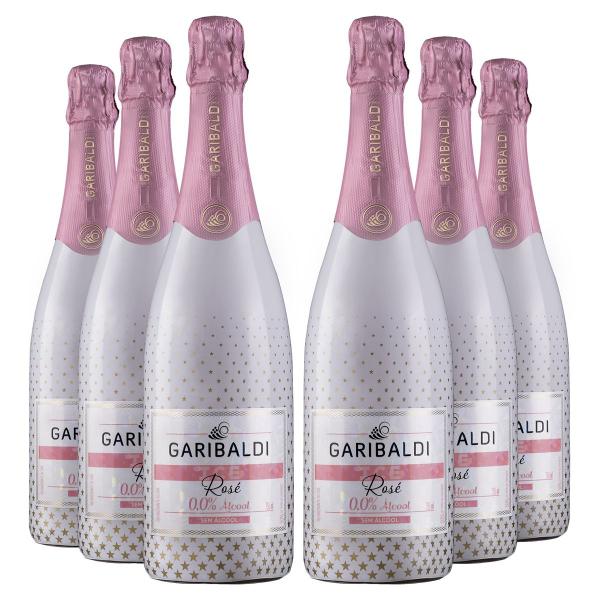 Imagem de Kit 6 Gaseificado Sem Álcool Garibaldi Ice Rosé - 750mL