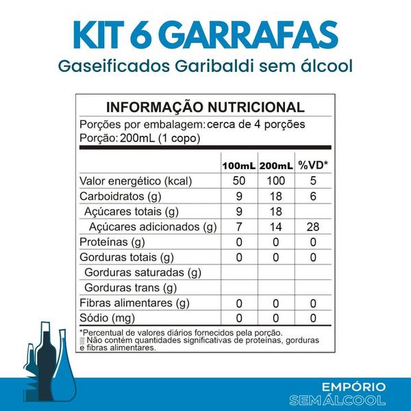 Imagem de Kit 6 Gaseificado Sem Álcool Gotas Garibaldi Branco - 660mL