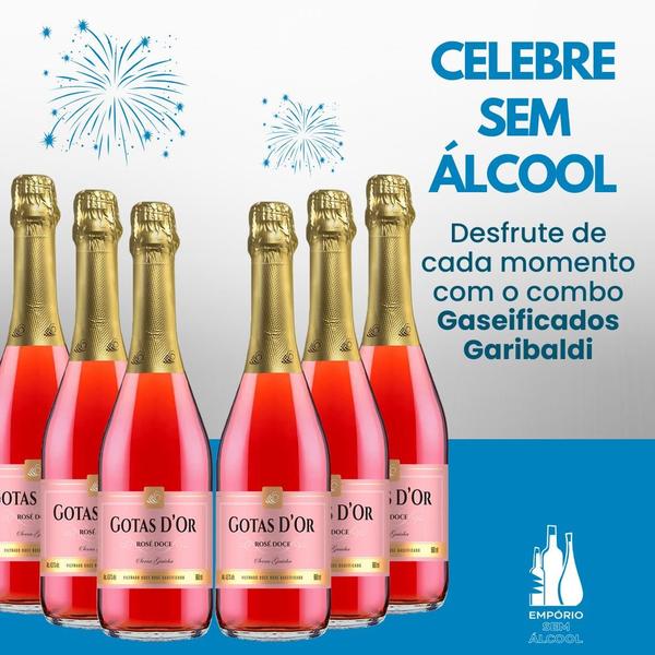 Imagem de Kit 6 Gaseificado Sem Álcool Gotas Garibaldi Rosé - 660mL