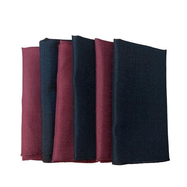 Imagem de Kit 6 Guardanapos 38X38 Rafia Preto/Bordo Para Seu Jantar de Natal