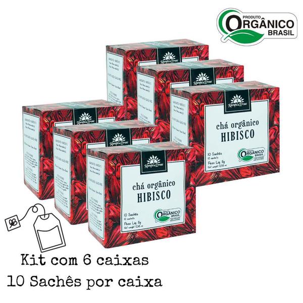 Imagem de Kit 6 Hibisco erva Orgânico e Certificado 10 sachês por cx Kampo de Ervas