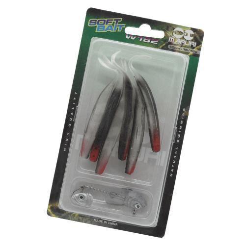 Imagem de Kit 6 Iscas Artificiais Soft Shad + 2 Anzol Jig Head Maruri