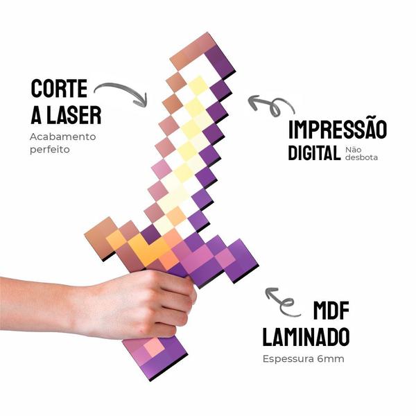 Kit 6 Itens Pixel Ouro Encantado Picareta Espada Machado - ShopC Imagem de Kit 6 Itens Pixel Ouro Encantado Picareta Espada Machado