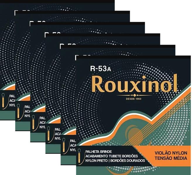 Kit 6 Jogos Cordas Nylon Violão Tensão Média Rouxinol R-53A