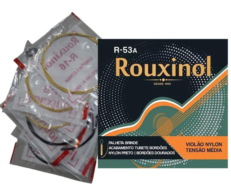 Kit 6 Jogos Cordas Nylon Violão Tensão Média Rouxinol R-53A