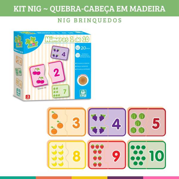 Imagem de Kit 6 Jogos Educativos Pedagógicos Em Madeira Nig Brinquedos