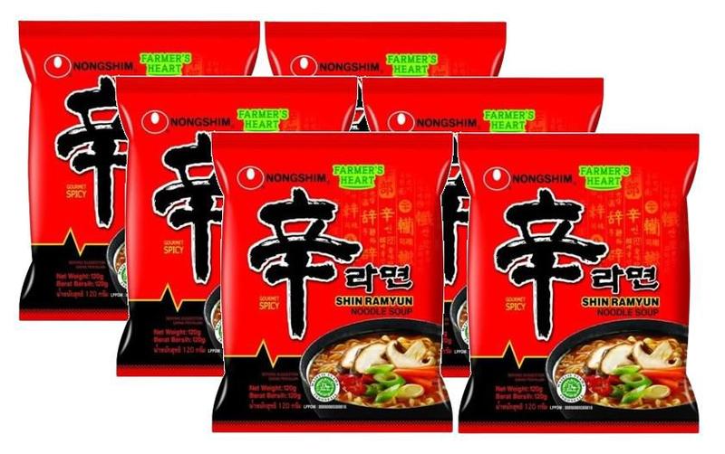 Imagem de kit 6 Lamen Coreano Shin Ramyun Sabor Cogumelo Picante 120g