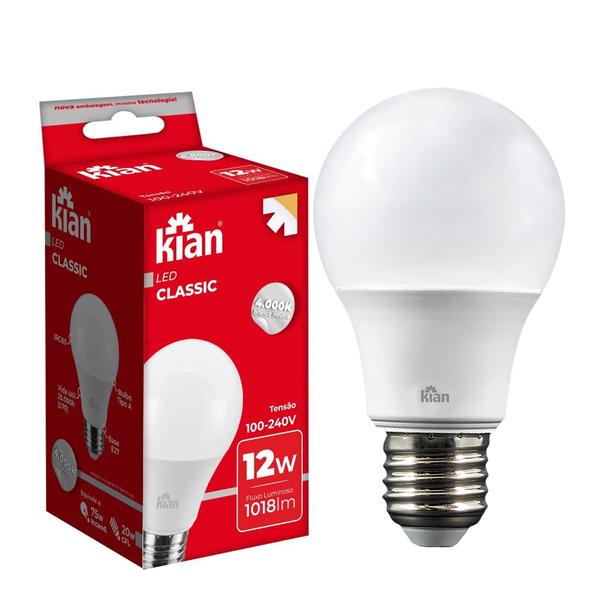 Imagem de Kit 6 Lampada Led Bulbo PERA 12w E27 Branco Neutro 4000K