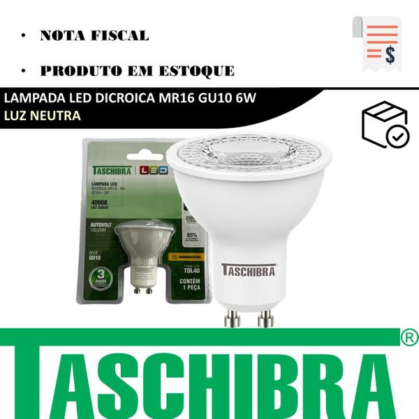 Imagem de Kit 6 Lampada Led Dicroica MR16 6W Gu10 Dimerizavel 4000K Bivolt