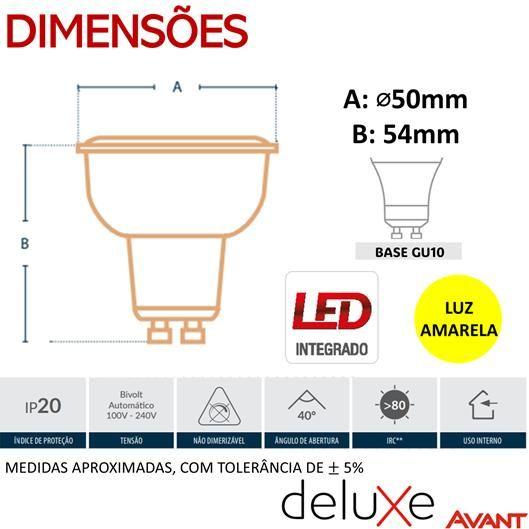 Imagem de Kit 6 Lampada Led Dicroica MR16 GU10 4,8W Branco Quente 3000K