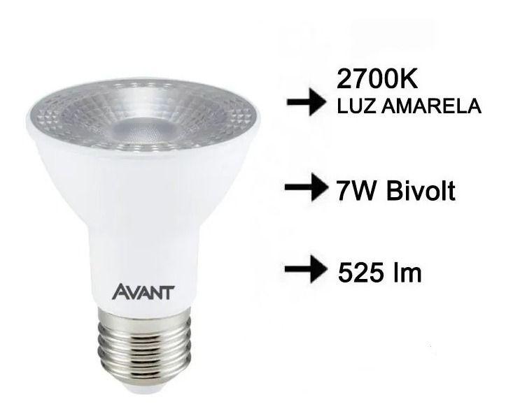 Imagem de Kit 6 Lampada Led Par 20 7w Branco Quente 2700k E27 Bivolt