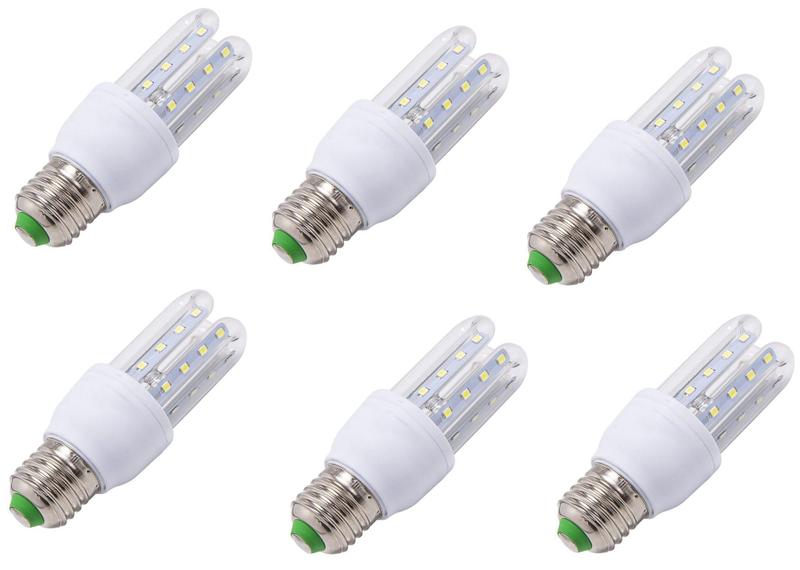 Imagem de Kit 6 Lampadas 5w 3u Led Milho Bulbo E27 Bivolt 6500k Branco