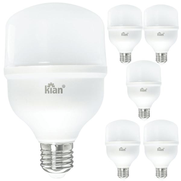 Imagem de Kit 6 Lâmpadas Led 20w Branco Frio 6500K Luz Branca Alta Potência Luz Forte Kian 1600lm Bulbo Super Led Bivolt