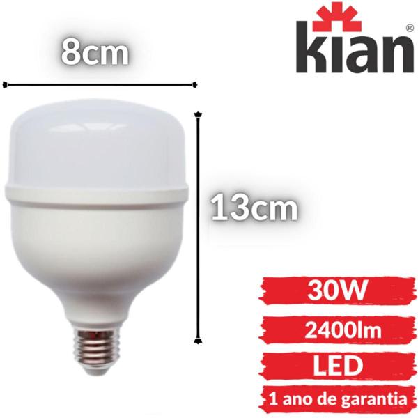 Imagem de Kit 6 Lampadas Led 30w Bulbo Branco Frio Bivolt