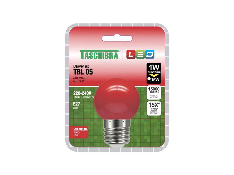 Imagem de Kit 6 lâmpadas led bolinha 1w 127v/227v vermelha - taschibra