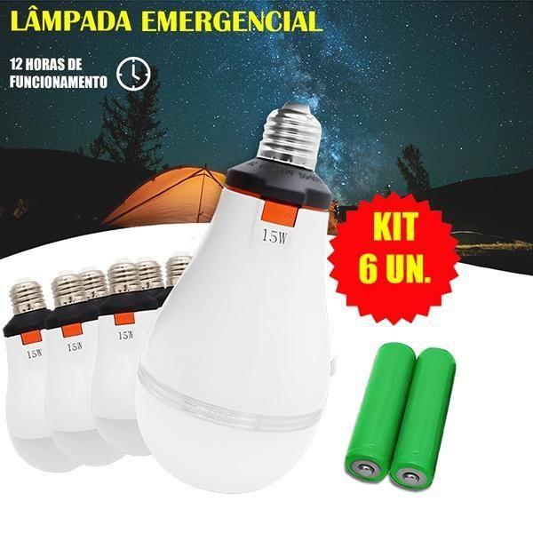 Imagem de Kit 6 Lâmpadas Led De Emergência Bateria Recarregável 12H