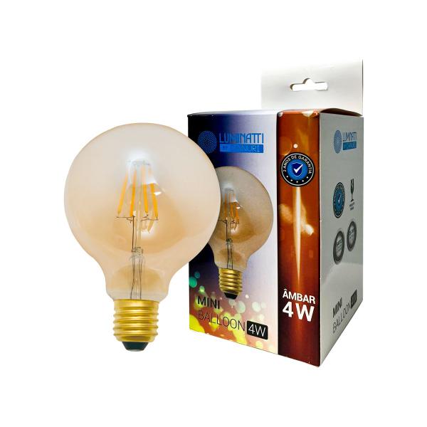 Imagem de Kit 6 Lâmpadas Mini Balloon Filamento LED Âmbar 2400K - Branco Quente 4W Bivolt Luminatti LM559