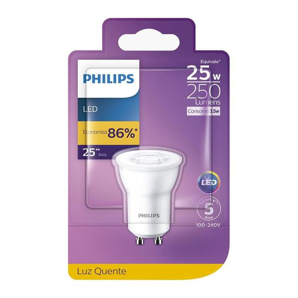 Imagem de Kit 6 lampadas mini dicroicas led gu10 3,5w philips