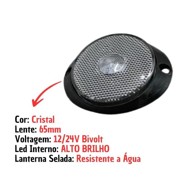 Imagem de Kit 6 Lanternas Lateral Led Caminhão Carreta Suporte Frontal Cristal