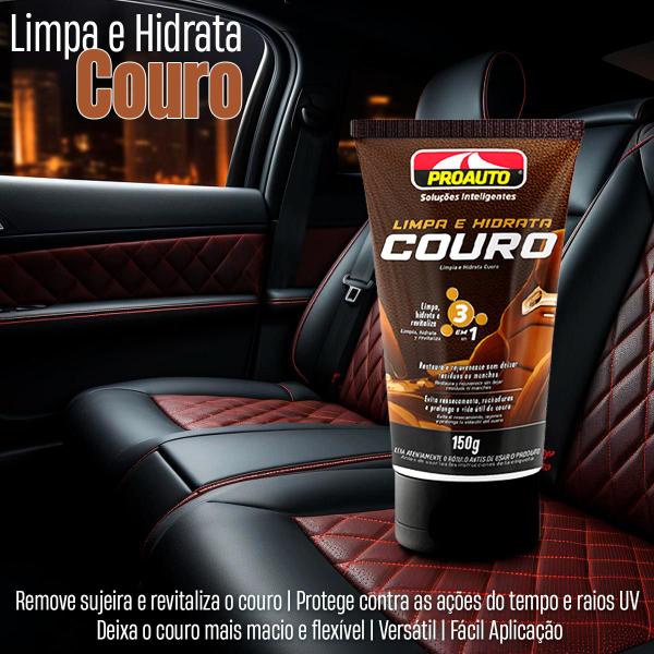 Imagem de Kit 6 Limpa Couro Automotivo Proauto Hidrata e Revitaliza 150g