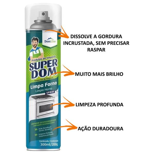 Imagem de Kit 6 Limpa Forno Micro Ondas Dom Line Desengordurante 200g