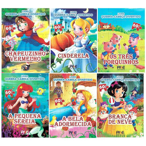 Imagem de Kit 6 Livros Quebra-Cabeças Contos de Fadas Princesas Chapeuzinho Vermelho Cinderela A Pequena Serei - PAE Editora