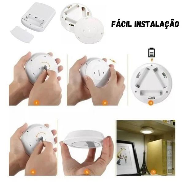 Imagem de Kit 6 Luminaria Lampada Led Spot Sem Fio Controle Remoto Pilha Adesivo Iluminação de Ambientes