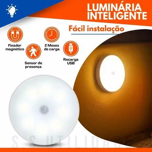 Imagem de Kit 6 Luminárias Lâmpada Led Recarregável Sensor De Presença