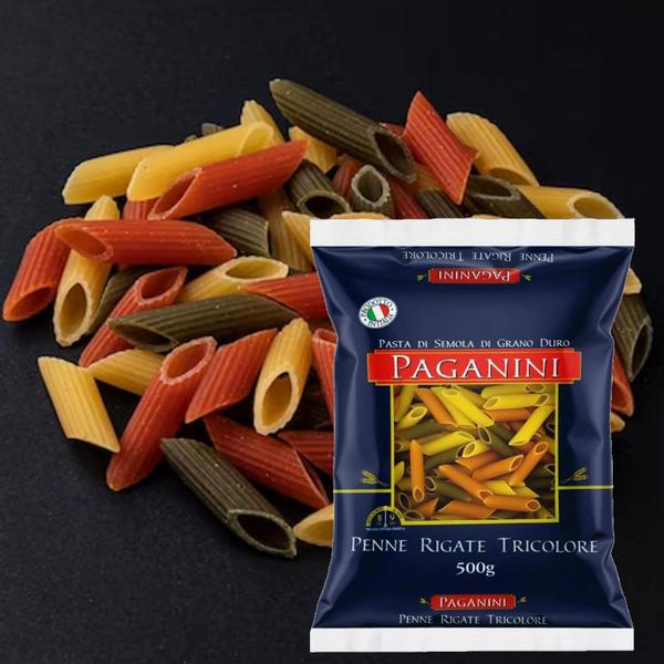 Imagem de Kit 6 Macarrão Italiano Penne Rigate Tricolore Paganini 500G