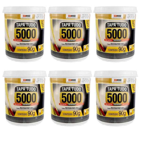 Imagem de Kit 6 Massa Super Flex Tapa Tudo Furos Trincas 5000 Pote 90g