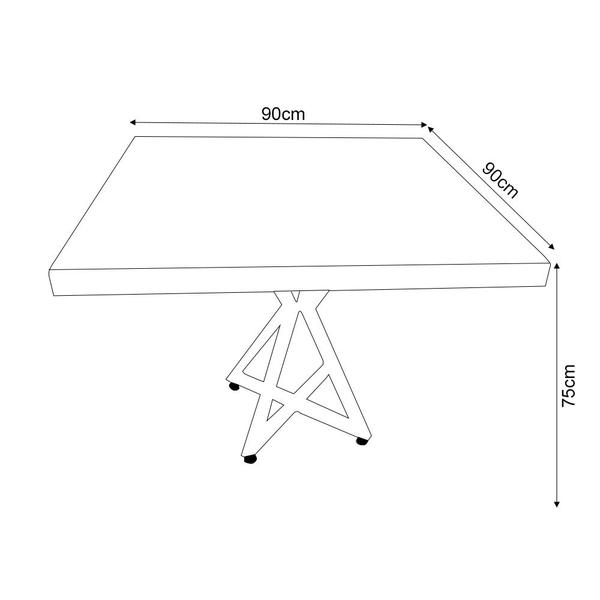 Imagem de Kit 6 Mesas Industrial Bar Área Externa Restaurante em Madeira Maciça Tampo Quadrado 90x90cm