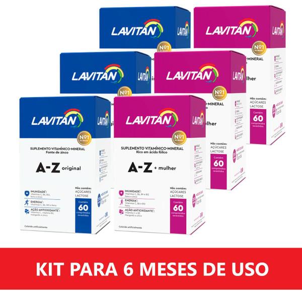 Imagem de Kit 6 Meses Imunidade Vitamina Lavitan A-z Homem E Mulher