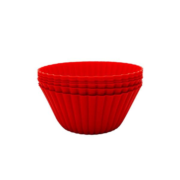 Imagem de Kit 6 Mini Formas de Silicone Cupcake Bolo Empadas Vermelhas