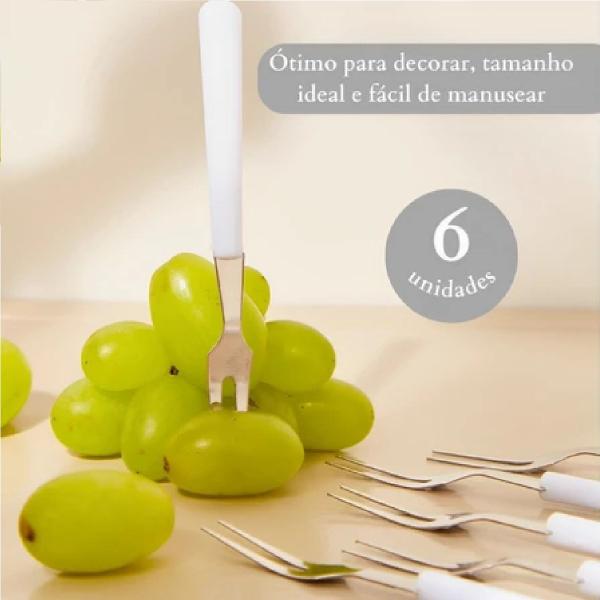 Imagem de Kit 6 Mini Garfos Para Petiscos Coqueteis Frutas Doces Garfinhos Inox