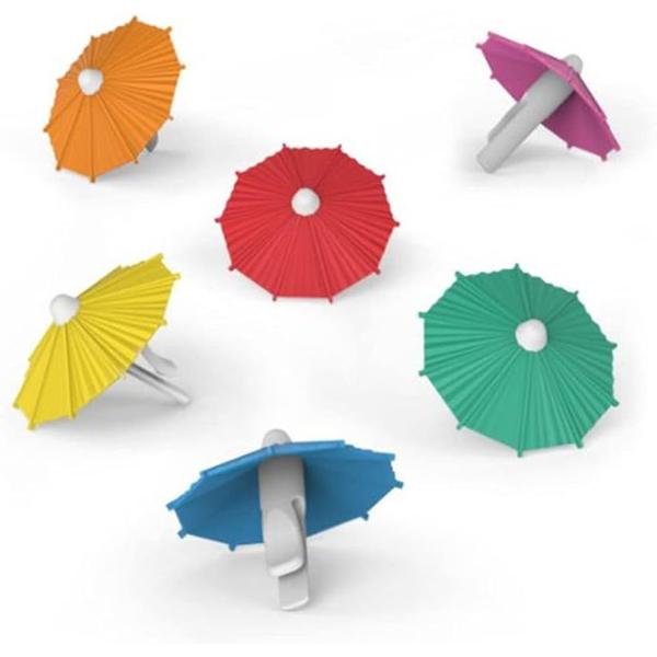 Imagem de Kit 6 Mini Guarda-chuvas Silicone Decorativo Marcador Copos