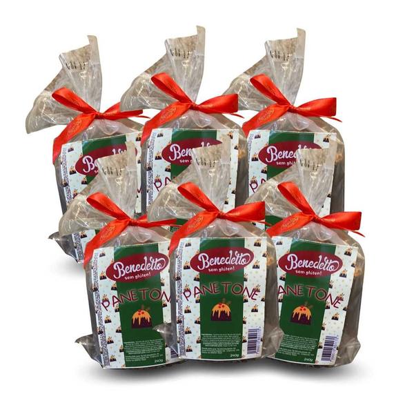 Kit 6 mini panetone frutas sem gluten benedetto 240g - Benedetto Alimentos Inclusivos Imagem de Kit 6 mini panetone frutas sem gluten benedetto 240g