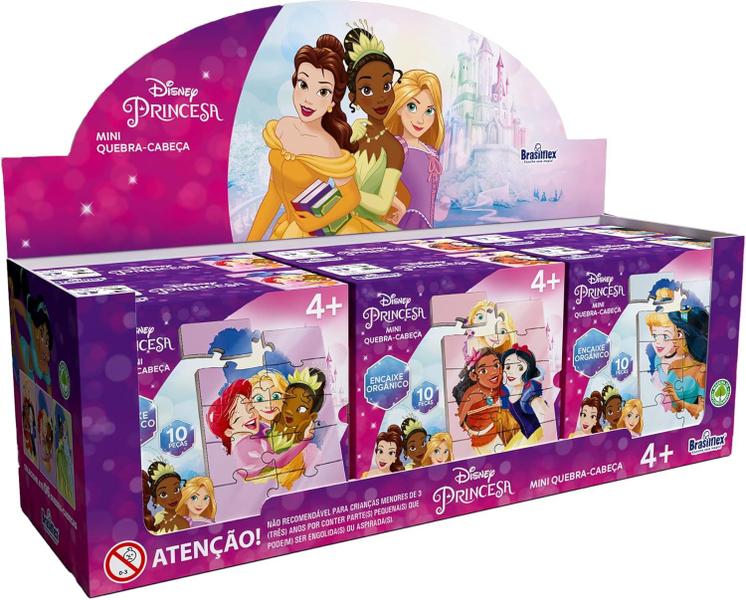 Imagem de Kit 6 Mini Quebra-Cabeça Princesas Disney Madeira Brasiflex