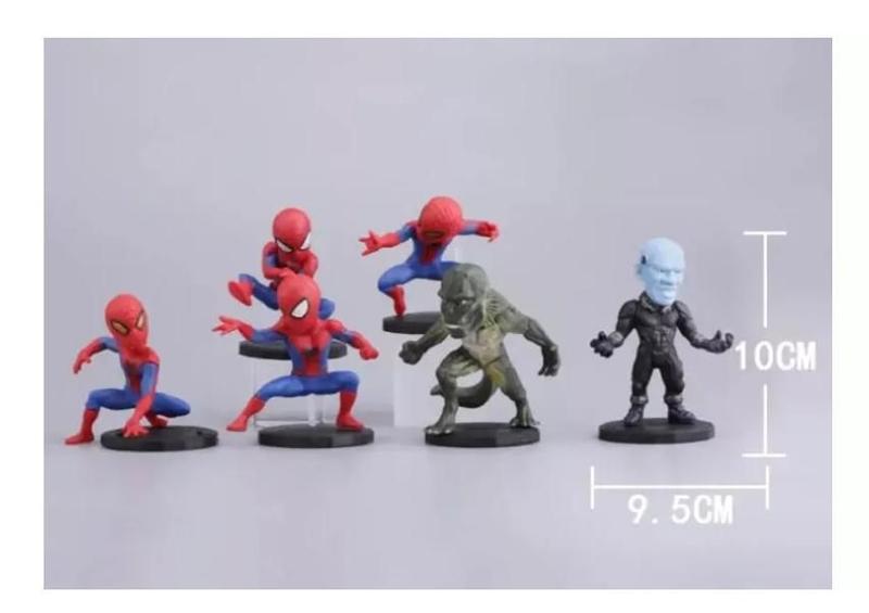 Imagem de Kit 6 Miniaturas Spiderman lagarto verde electro decorativo 10 cm