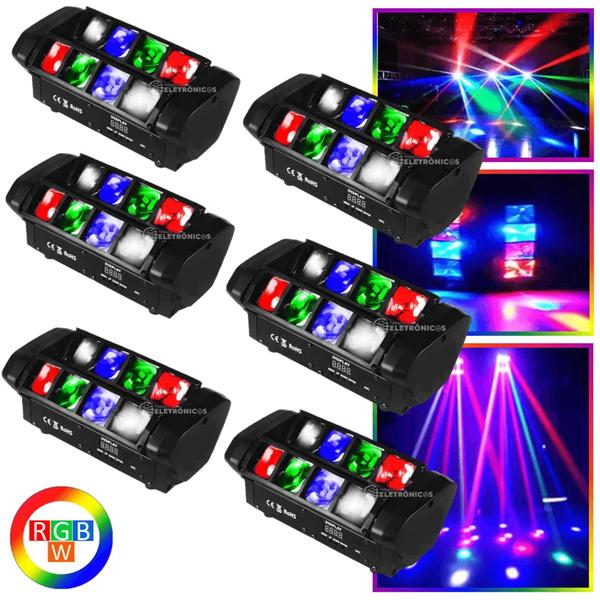 Imagem de Kit 6 Moving 60W Globo Laser RGBW Strobo Jogo De Luz Profissional Para Balada Casamento DJ JL808