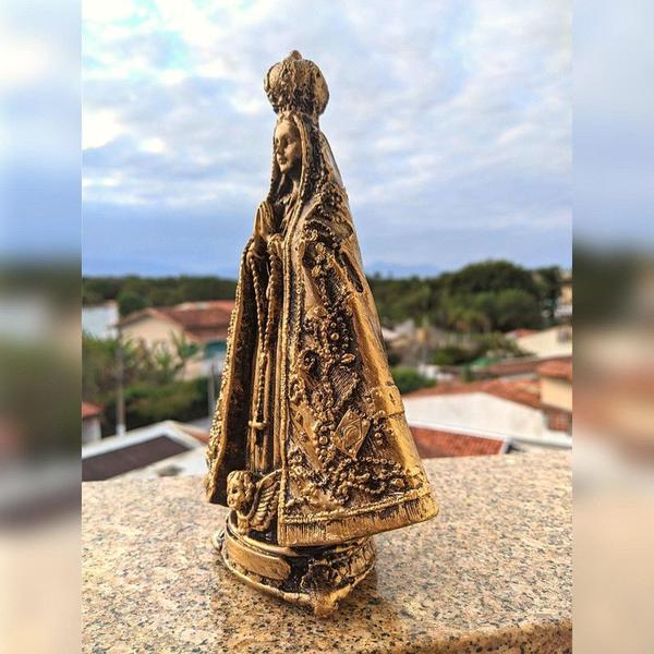 Imagem de Kit 6 Nossa Senhora Aparecida Dourada 22cm Atacado Revenda