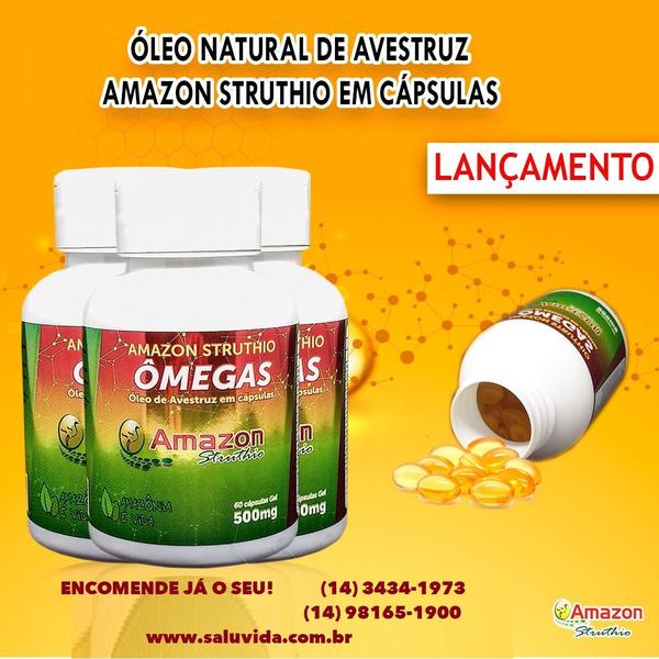 Imagem de Kit 6 Óleo De Avestruz Amazon Struthio - 60 Capsulas